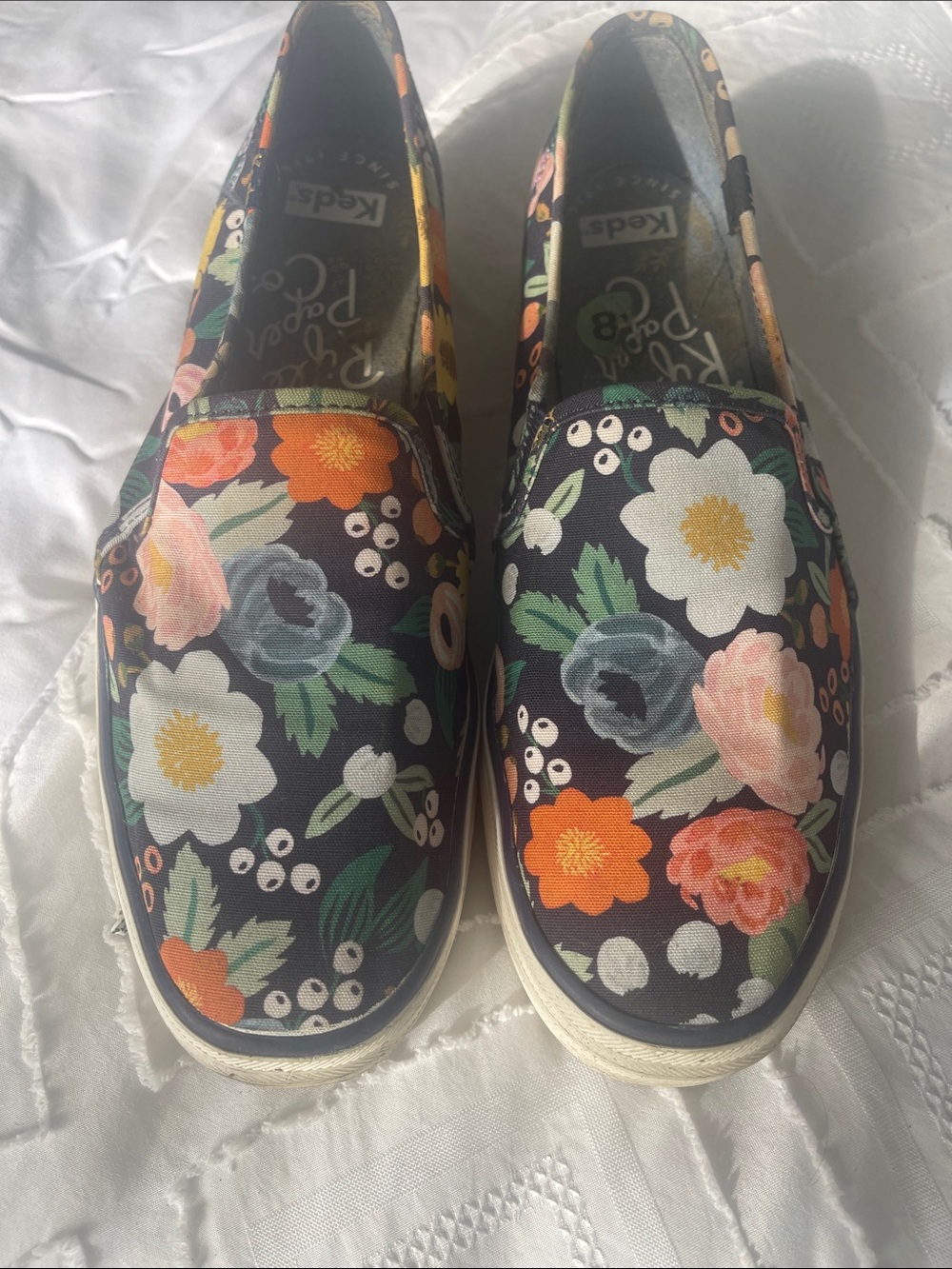 Keds Floral Slip-On Moccasins in Black, Orange, Pink, Green